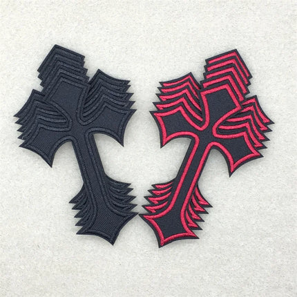 10pcs Lot Cross Patches on Clothes Diy Embroidered Appliques Iron on Patches for Clothing Jeans Stickers Badges (7.0x10.3CM)