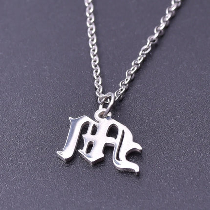 2pcs Stainless Steel Initial Necklace For Men Women Chain Old English Pendant 26 Letters Statement Necklaces Jewelry Couple Gift