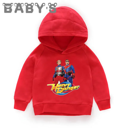 Henry Danger Funny TV Shows Kids Sweatshirts Children Casual Hooded Hoodies Baby Pullover Tops Girls Boys Autumn Clothes,KMT2308