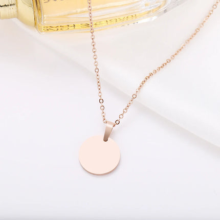 DOTIFI Stainless Steel Necklace Round Circle Pendant For Women Elegant Clavicle Rose Gol dNecklace Wedding Jewelry Wholesale