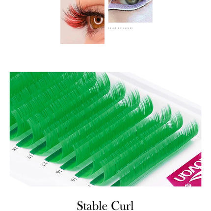 Fadvan Colored Eyelashes Extension Easy Fanning Red Green Blue Brown Purple Colorful Auto Blooming Makeup Lashes 15-20mm Long