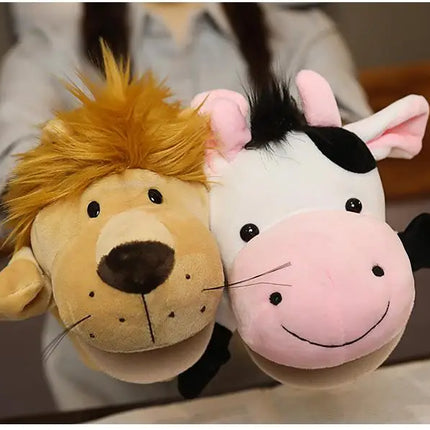 Stuffed Plush Animals Toys Hand Finger Story Puppet Kawaii Dolls Educational Baby Toys Lion Elephant Bunny Monkey Children GIft