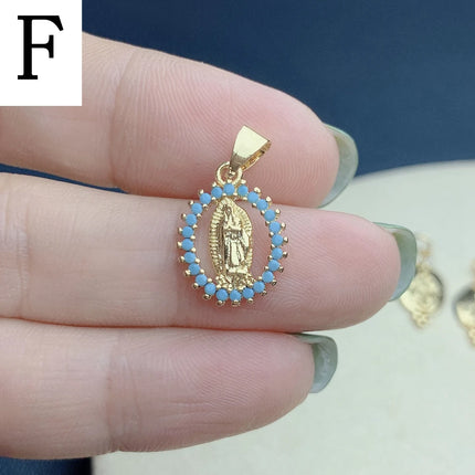 Religion Holy Virgin Mary Guadalupe Necklace Pendants High Quality Metal Gold Plated Charms For Jewelry Making Wholesale