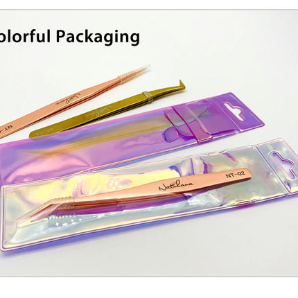 New Professional Fiber Tip Tweezers Rose Gold Lashes Tweezers Stainless Steel Eyelash Extension Tweezers Makeup Tools