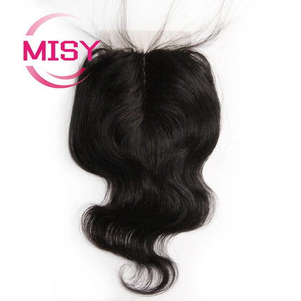 Curly Human Hair Closure Brazilian Hair Weave Curly / Body Wave T Part Lace Closure Only Middle Part