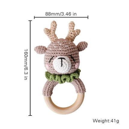 Baby Crochet Animal Rattle Wooden Toys for Children BPA Free Wood Rattle Baby Teether Stroller Game Educational Toy Newborn Gift