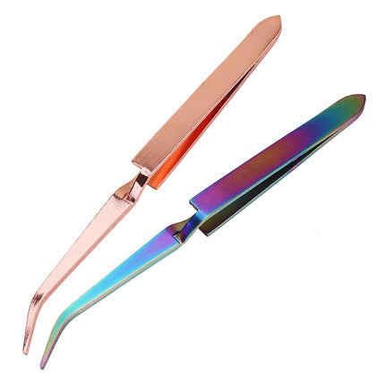 Rose Gold Anti-Static Tweezers Nail Art Tool for Acrylic Gel Sculpting Shaping DIY Clip Manicure Tool