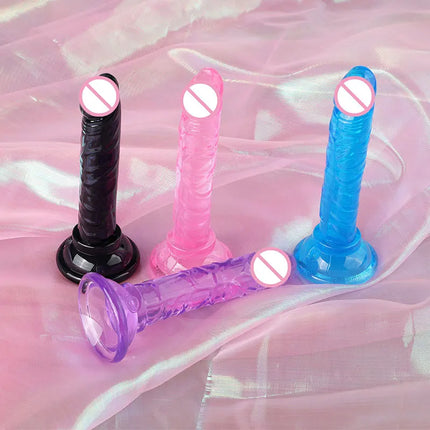 Realistic Dildo Anal Masturbator Sex Toy for Couples Crystal Jelly Dildo Suction Cup Penis Thrusting Dildo Phallus for Women Gay
