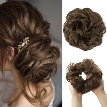 Synthetic Hair Bun Extensions Messy Curly Elastic Hair Scrunchies Hairpieces Synthetic Chignon Donut Updo Hair Pieces for Women