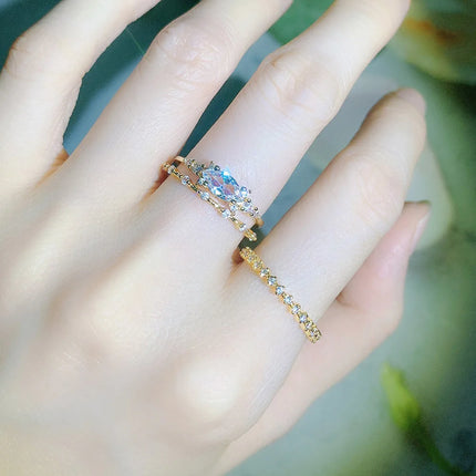 New INS Gold Color Noble Trend Dainty Rings For Women Entry Lux Zircon Midi Finger Rings For Girl Anniversary Jewelry KAR229