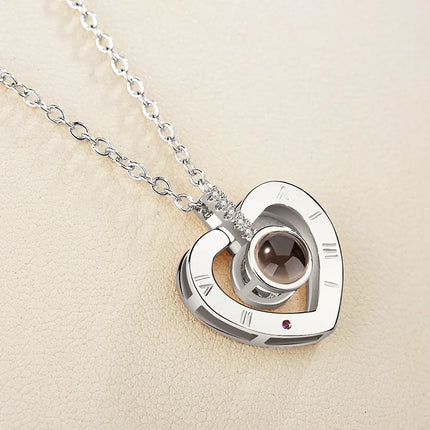 Letter Necklace 100 Languages I Love You Projection Pendant Necklace Women Jewelry Best Friends Collier Femme Bijoux Gifts