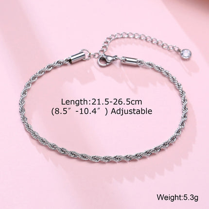 Rope Anklet, Stainless Steel Rope Ankle, Anklets Bracelets for Men Women, Adjustable Twisted Rope Bracelet Gift
