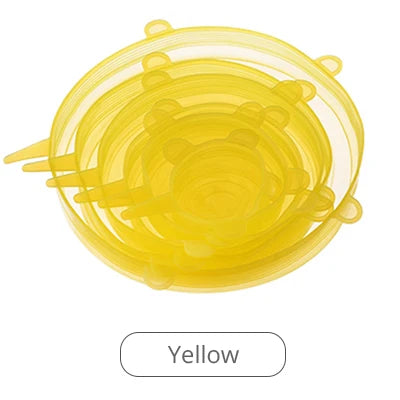 LMETJMA 6/12PCS Reusable Silicone Stretch Lids Kitchen Fresh Keeping Covers Compression Universal Silicone Stretch Lids KC0338