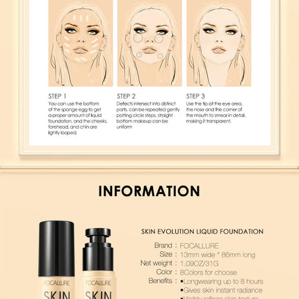 Focallure Base Face Liquid Foundation Cream Full Coverage Concealer Oil-control Moisturizing Foundation Cream Makeup For Women