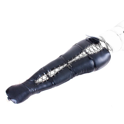 Fetish Half Body Harness Leg Binders of Sexy PU Leather Mermaid Straitjacket Adjustable Bondage Leggings Dress Up Sex Costume