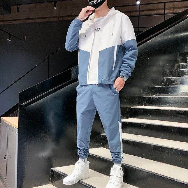 2026 Men's Tracksuit Casual Joggers Hooded Sportswear Jackets and Pants 2 Piece Sets Hip Hop Running Sports Suit
