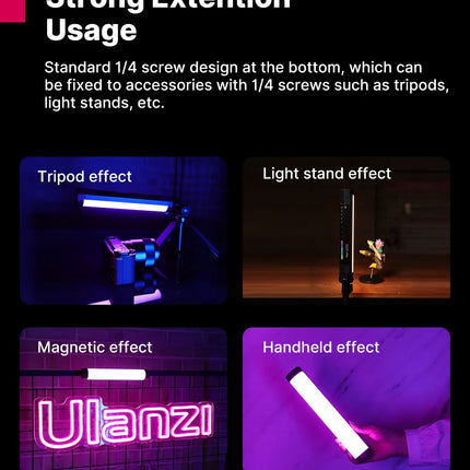 Ulanzi VL110 Handheld RGB Light Tube Stick Video soft Light 2500-9000K LED Photography Stick LED Light Wand Rechargeable