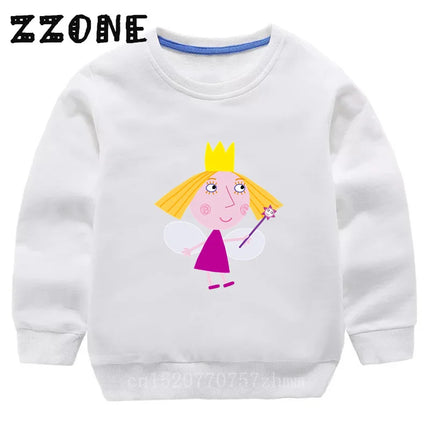 New Spring Autumn Baby Girls Sweatshirts Ben and Holly Kingdom Cartoon Cute Kids Hoodies Children Pullover Tops Boys Clothes