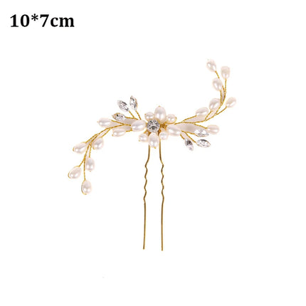 Crystal Pearl Tiaras Hairbands Hairpins Bridesmaid Diamante Vine Decoration Hair Accessories Bridal Wedding Jewelry Headwear