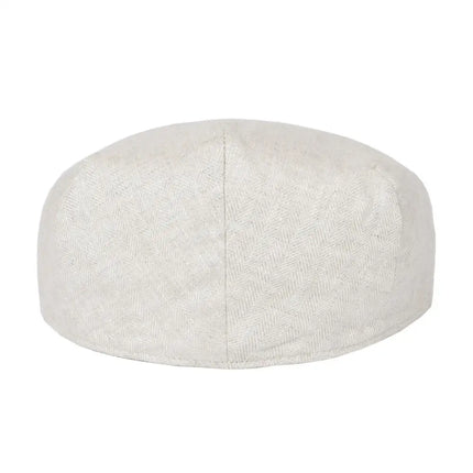 BOTVELA Linen Flat Cap for Men Women Herringbone Linen Newsboy Cap Lightweight Driver Ivy Hat Bakerboy Hat Summer Boina for Male