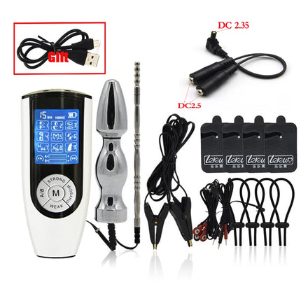 Strong BDSM Electric Shock Anal Vaginal Plug E-Stim Penis Ring Urethral Dilator Massage Gloves Nipple Clamps Sex Therapy Toy Kit