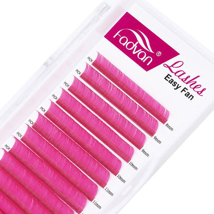 Fadvan Colored Eyelashes Extension Easy Fanning Red Green Blue Brown Purple Colorful Auto Blooming Makeup Lashes 15-20mm Long