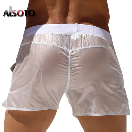 Men Transparent Shorts Bodybuilding Man Summer Sexy Gyms Workout Male Breathable Quick Dry Sportswear Jogger Beach Short Pants
