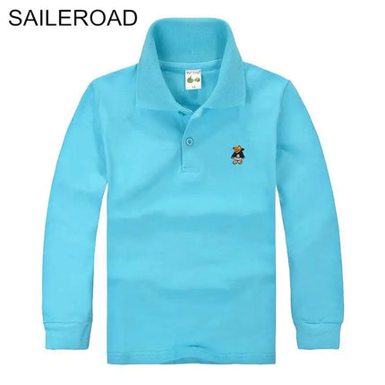 SAILEROAD 3-15Year Big Children Kids Polo Shirts Cotton Soild Color Adolescent Boys Girls Tops Tees Shirts Teenager Boys Clothes
