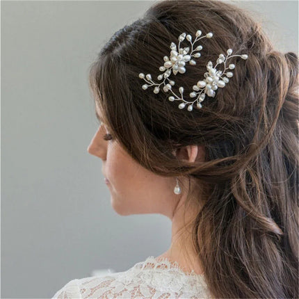 Crystal Pearl Tiaras Hairbands Hairpins Bridesmaid Diamante Vine Decoration Hair Accessories Bridal Wedding Jewelry Headwear