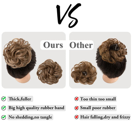 Synthetic Hair Bun Extensions Messy Curly Elastic Hair Scrunchies Hairpieces Synthetic Chignon Donut Updo Hair Pieces for Women