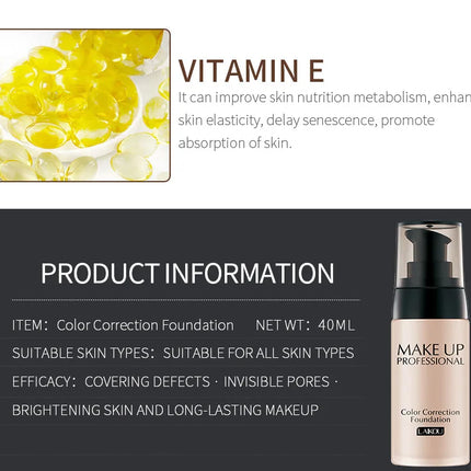 LAIKOU Makeup Base Face Liquid Foundation BB Cream Concealer Moisturizer Oil-control Whitening Waterproof Maquiagem Makeup 40g