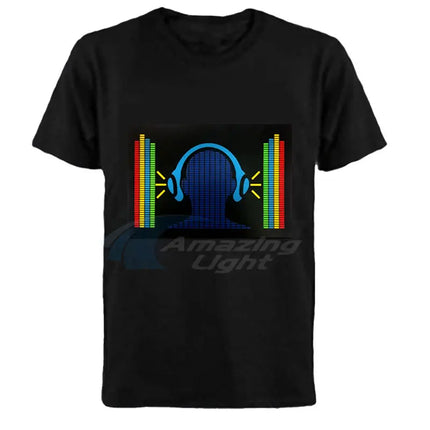 Popular Sound Active Equalizer EL T-shirt Equalizer Light Up Down LED T-shirt Flashing Music Activated LED T-shirts Men Women Tee