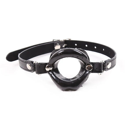 Candiway PU Leather Rubber Lips O Ring Open Mouth Oral Sex Gag BDSM Fetish Bondage Restraints Erotic Toys For Couples