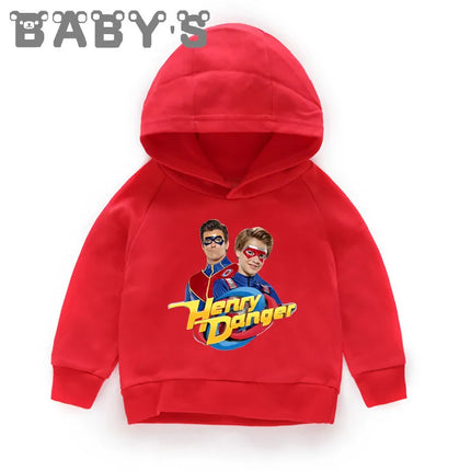 Henry Danger Funny TV Shows Kids Sweatshirts Children Casual Hooded Hoodies Baby Pullover Tops Girls Boys Autumn Clothes,KMT2308