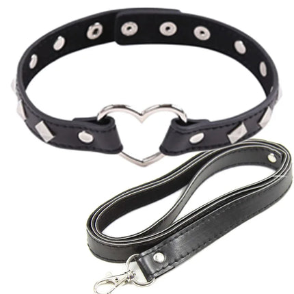 Bondage Boutique Leather Collar Lead chain Adult Game  for women Collars submission Sex Toys Pet Traction belt