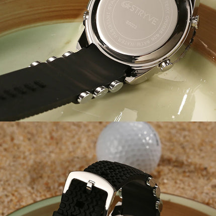 STRYVE 8023 Men's Watch Electronic Quartz Dual Movement Rubber Strap Date Week Luminous 50M Water Resistant Fashion Sports Watch