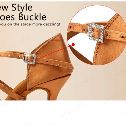 DKZSYIM Latin Dance Shoes Women High Heel Silk Dance Shoes lady Soft Bottom Dance Shoes heeled 8cm Girls Salsa Ballroom Shoes