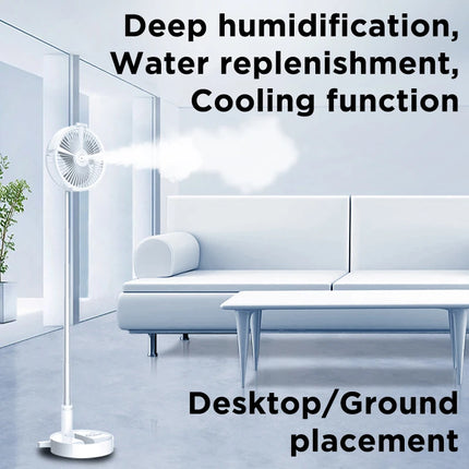 Portable USB Mobile Power Humidifying Spray Illumination Small Fan 2026 New Folding Retractable Design for Home Office Outdoor