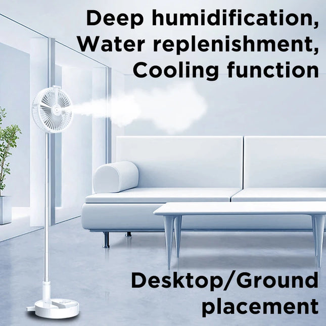 Portable USB Mobile Power Humidifying Spray Illumination Small Fan 2026 New Folding Retractable Design for Home Office Outdoor