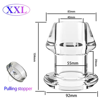 5 Sizes Hollow Anal Plug With Matched Stopper Enema Anal Expander Butt Plug Peep Vagina and Anus Dilation SM Sex Toys For Women