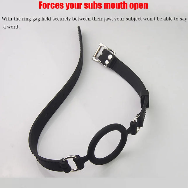 BDSM Open Mouth Gag O Ring, 100% Medical Silicone Full Head Harness, SM Sex Toys For Couples, Bondage Gear