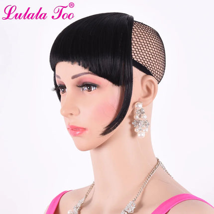 Synthetic Fake Hair Bun And Bang Set Heat Resistant Fiber Chignons HairPiece Ponytail Wig For Women Clip in Hair Extension