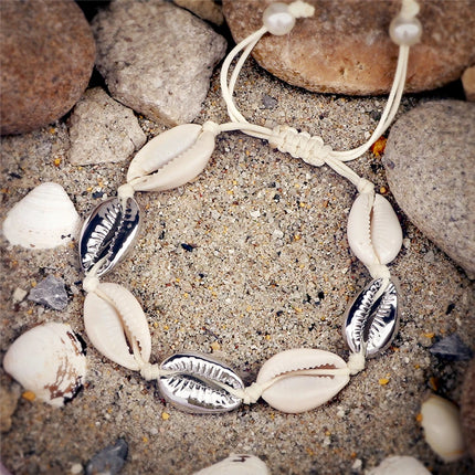 Women Seashell Anklet Silver Color Shell Bracelet for Girls Summer Beach Holiday Foot Ankle Jewelry Bohemian Leg Chain Gift