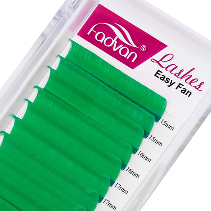 Fadvan Colored Eyelashes Extension Easy Fanning Red Green Blue Brown Purple Colorful Auto Blooming Makeup Lashes 15-20mm Long
