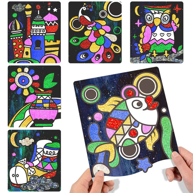 DIY Magic Rainbow Art Stickers Drawing Set Creative Drawing Toys Early Learning Educational Toys for Children Kids Handmade Gift