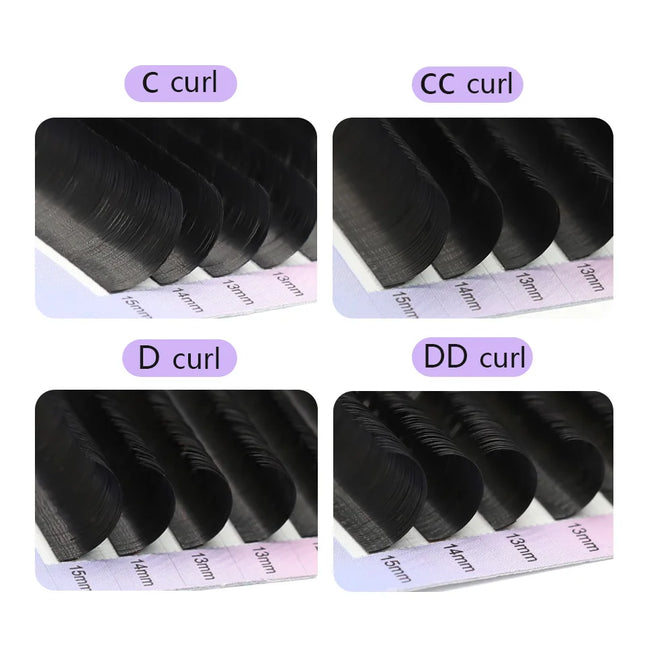 AGUUD Matte Dark Black Ellipse Flat Lashes 0.15 0.20 B C CC D DD Double Split Tip Individual Flat False Eyelashes Makeup Cilia