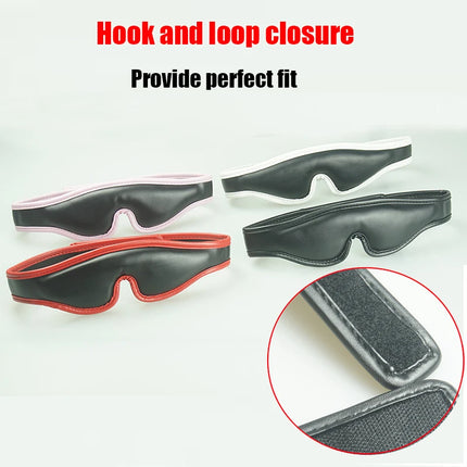 Leather Eye Cover Mask Blocks Out Light,Thick Padding Interior Blindfold, Sex Toys For Couples,BDSM Lingerie