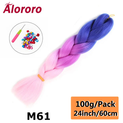 24 Inch Jumbo Braids for Hair Extensions Purple Synthetic Braiding Hair Accessories 100G/Pack Women DIY Hair for Crochet Braid