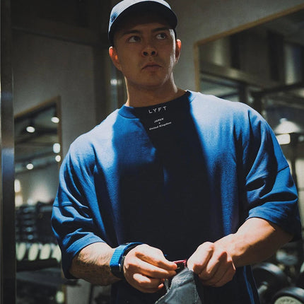 LYFT 100% Cotton Men's Gym T-Shirt Loose Fit Short Sleeve Sport Fitness Running Workout Training Shirt in Sizes M to XXXL
