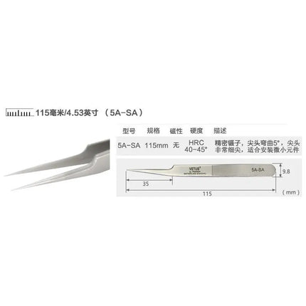 Vetus 6A-SA 3D/6D Volumn Eyelash Extension Tweezers Stainless Steel Fan Lashes Tweezers Excellent Closure Makeup Tools